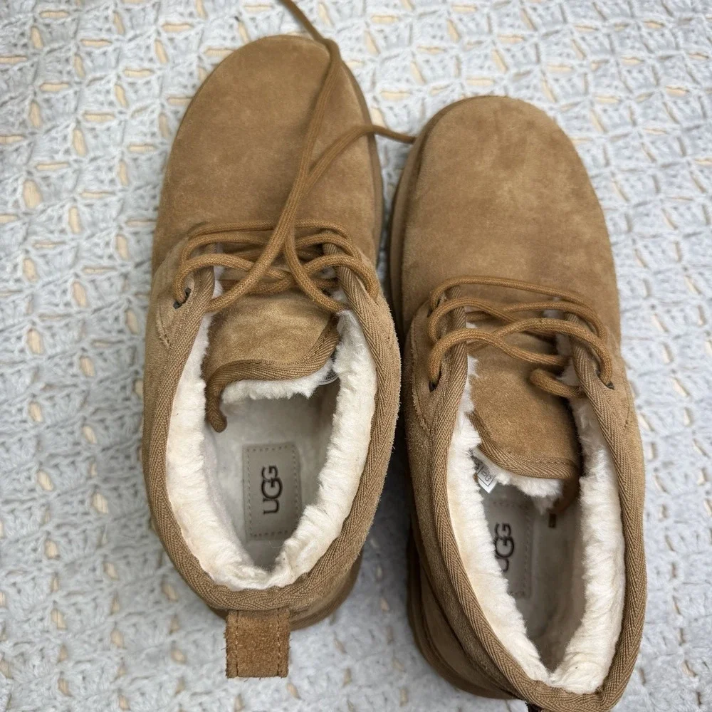 UGG Boots Neumen Chukka Mens 10 Chestnut‎ Brown Lace Up Casual Ankle Top SN 3236